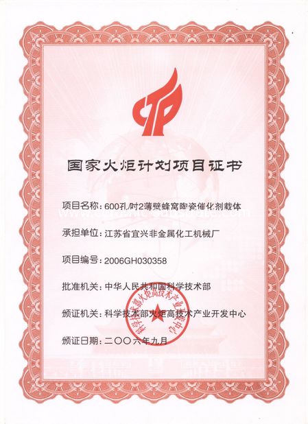China Jiangsu Province Yixing Nonmetallic Chemical Machinery Factory Co.,Ltd Certificações